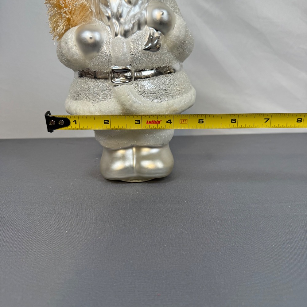 Dept 56 Spirit‎ Santa Claus Christmas Large Ornament Glass Tree Bag Silver White - Picture 8 of 8